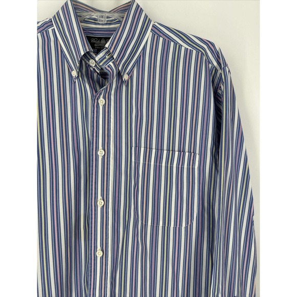 Brooks Brothers Shirt M Blue‎ Multi Color Stripe Country Club Button Down Men - Picture 1 of 7